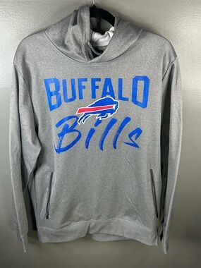 Buffalo Bills Football NFL Team Grey Hoodie Sweatshirt Pockets Size Medium